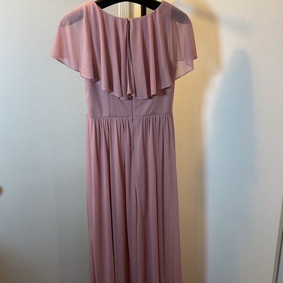 13. Azazie Vintage Mauve Pink Ruffled Tiered Maxi Dress Size A10 - Picture 5 of 8